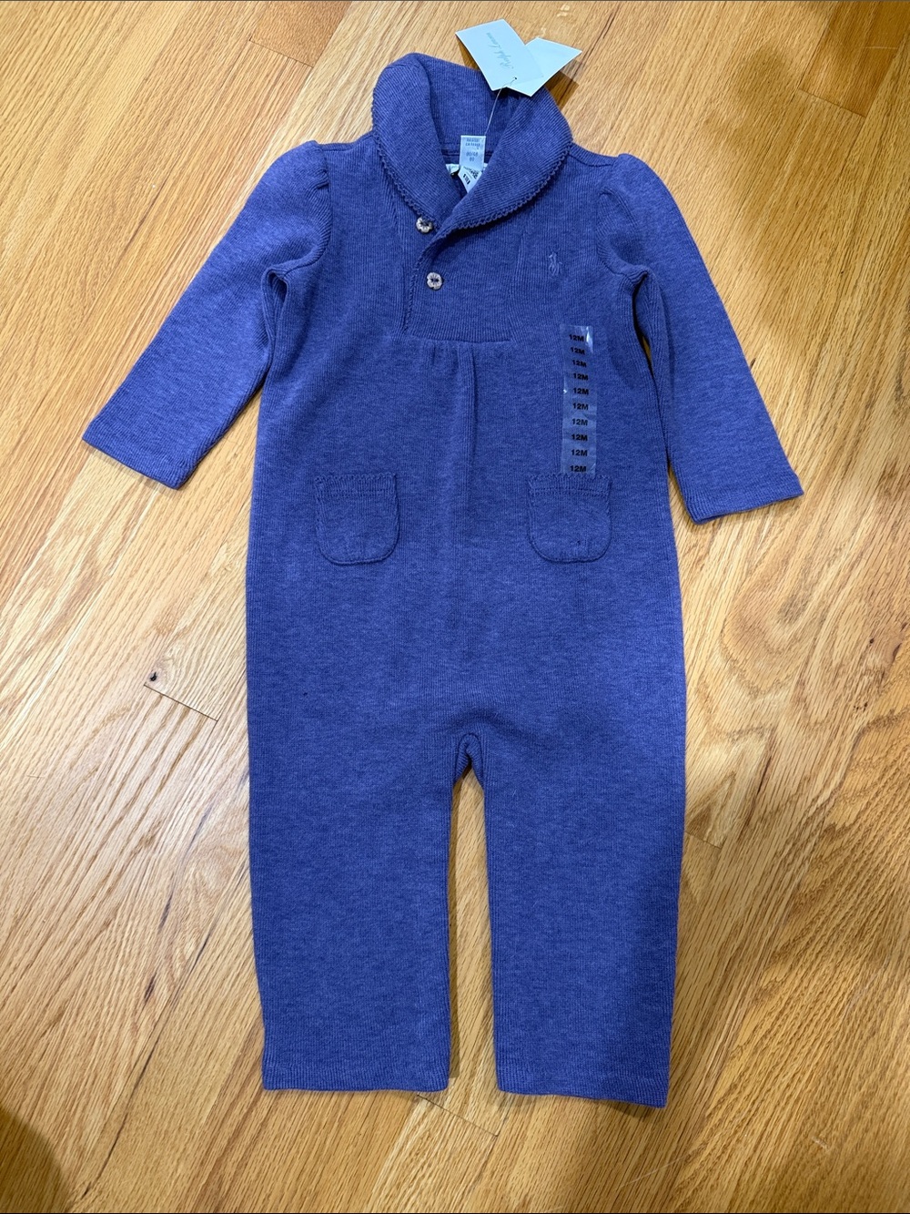 Ralph Lauren Purple Shawl-Collar One-Piece Bodysuit